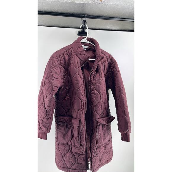 Time &Tru Women Quilted Puffer Jacket Maroon Long. Sz M - Picture 1 of 3